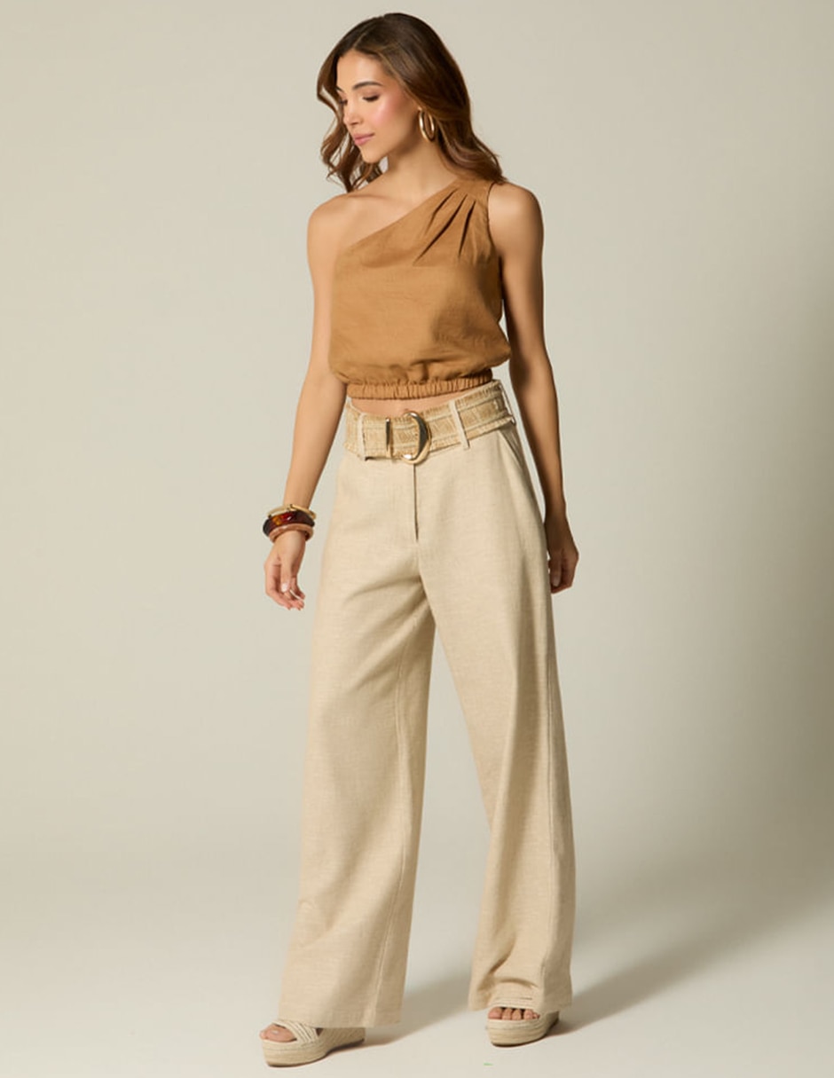 Pantalón relaxed palazzo para mujer 4