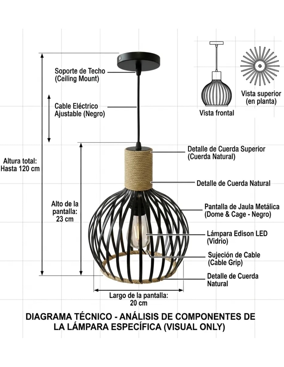 Lampara colgante incandescente y led tulipan 7