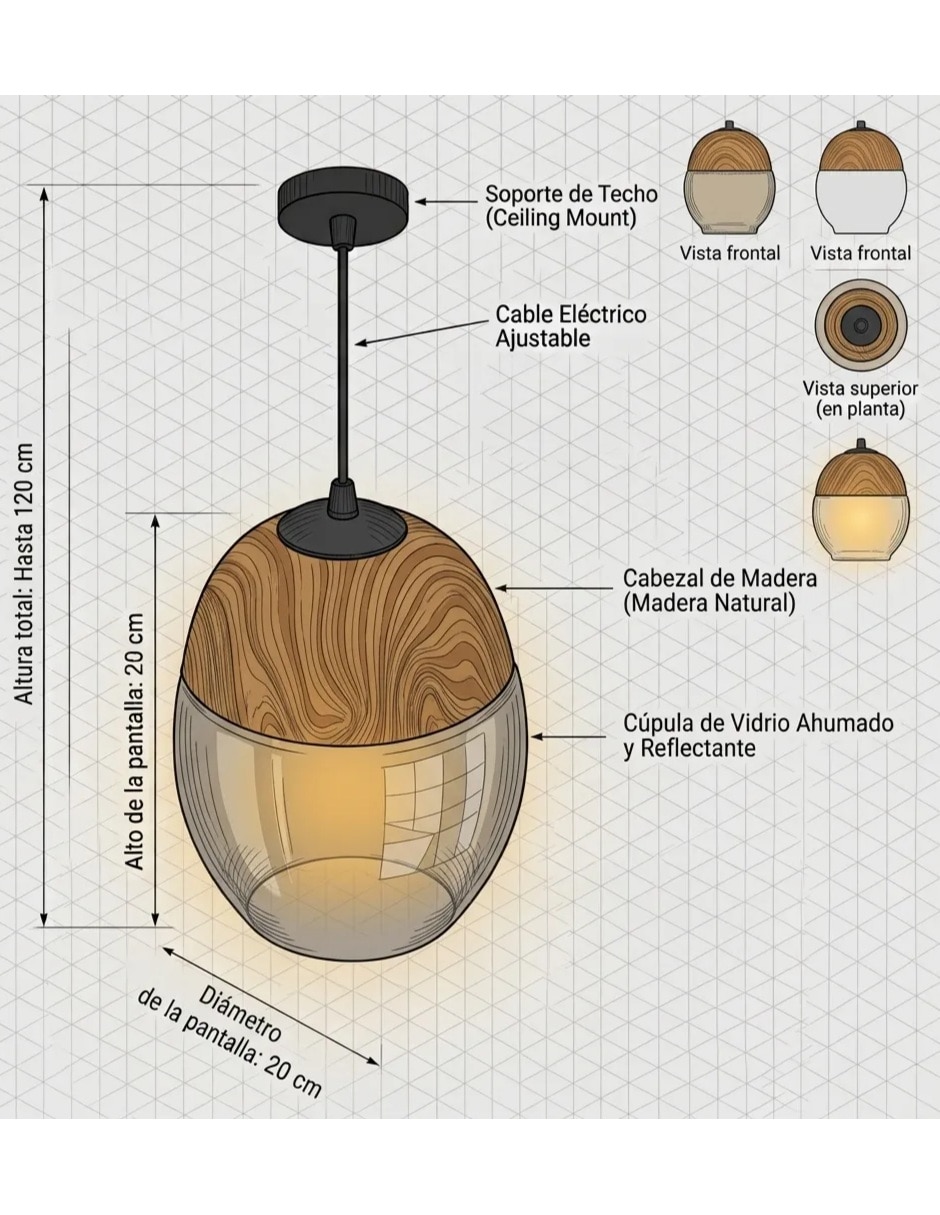 Lámpara colgante Incandescente y LED Esférica 7