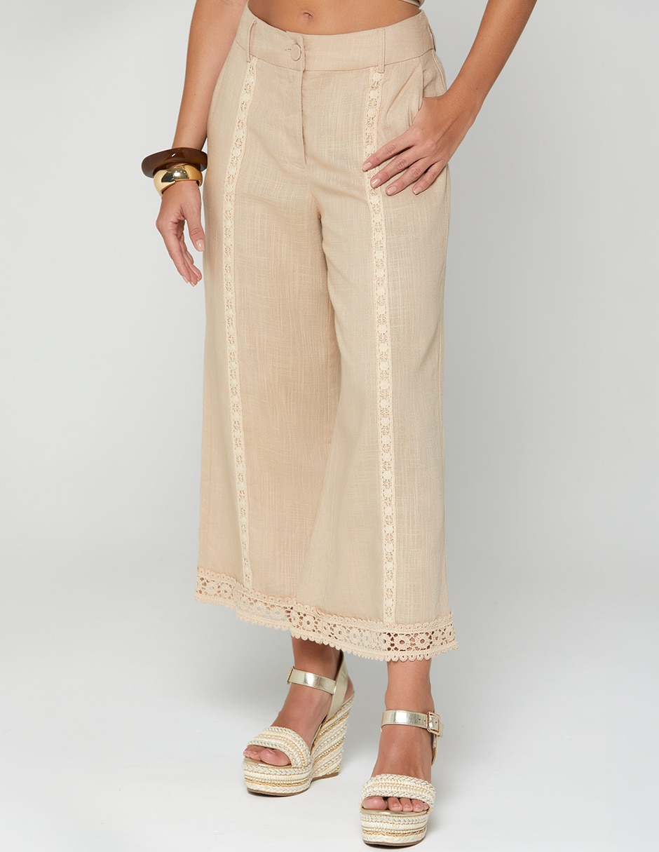 Pantalón capri cookie wide leg para mujer Pantalón capri cookie wide leg para mujer