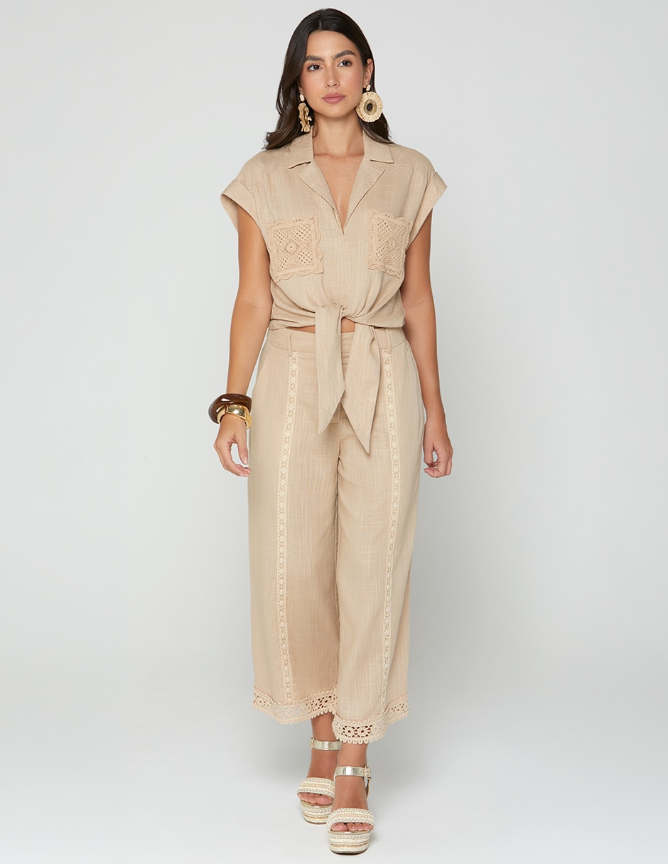 Pantalón capri cookie wide leg para mujer 5