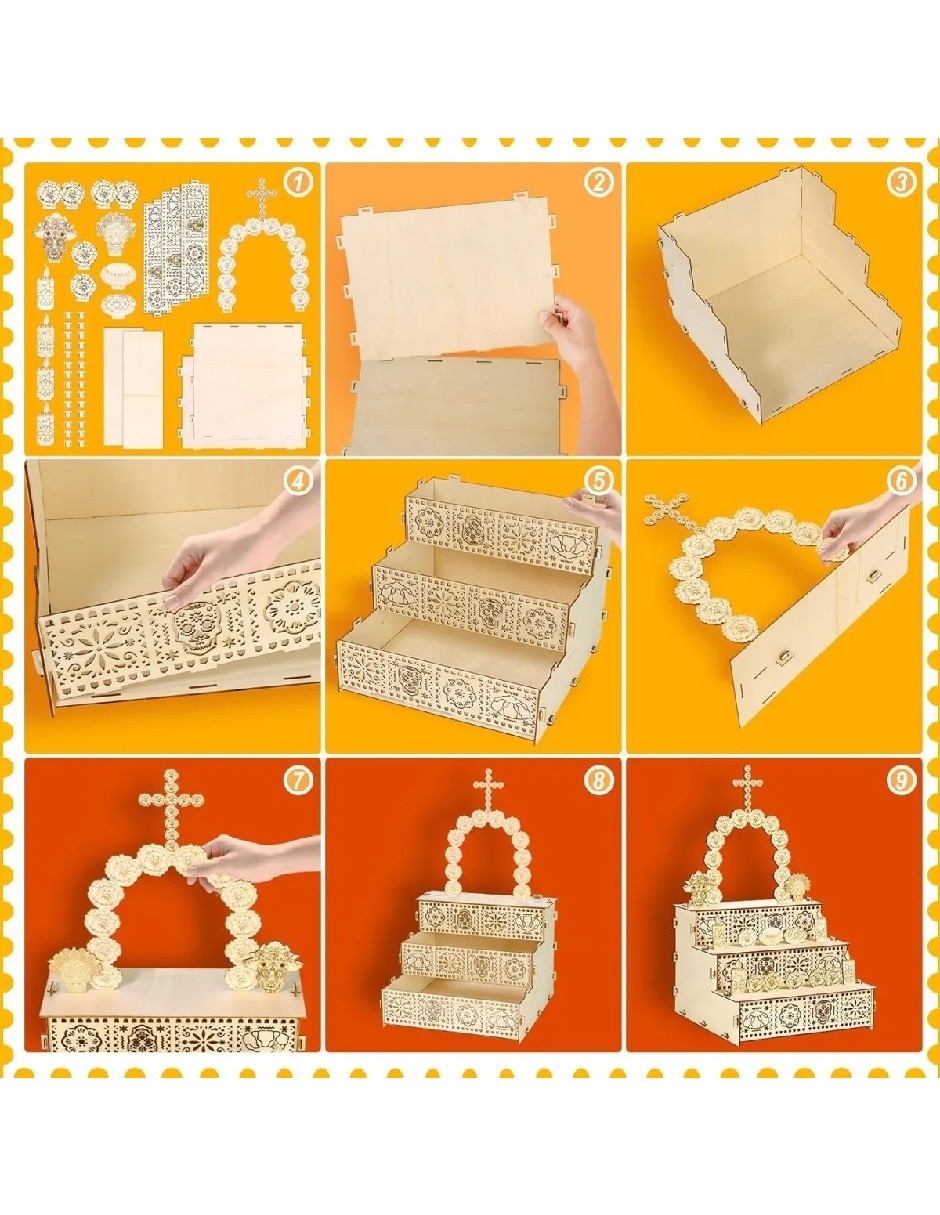 Figura decorativa de diferentes diseños día de muertos de mdf
