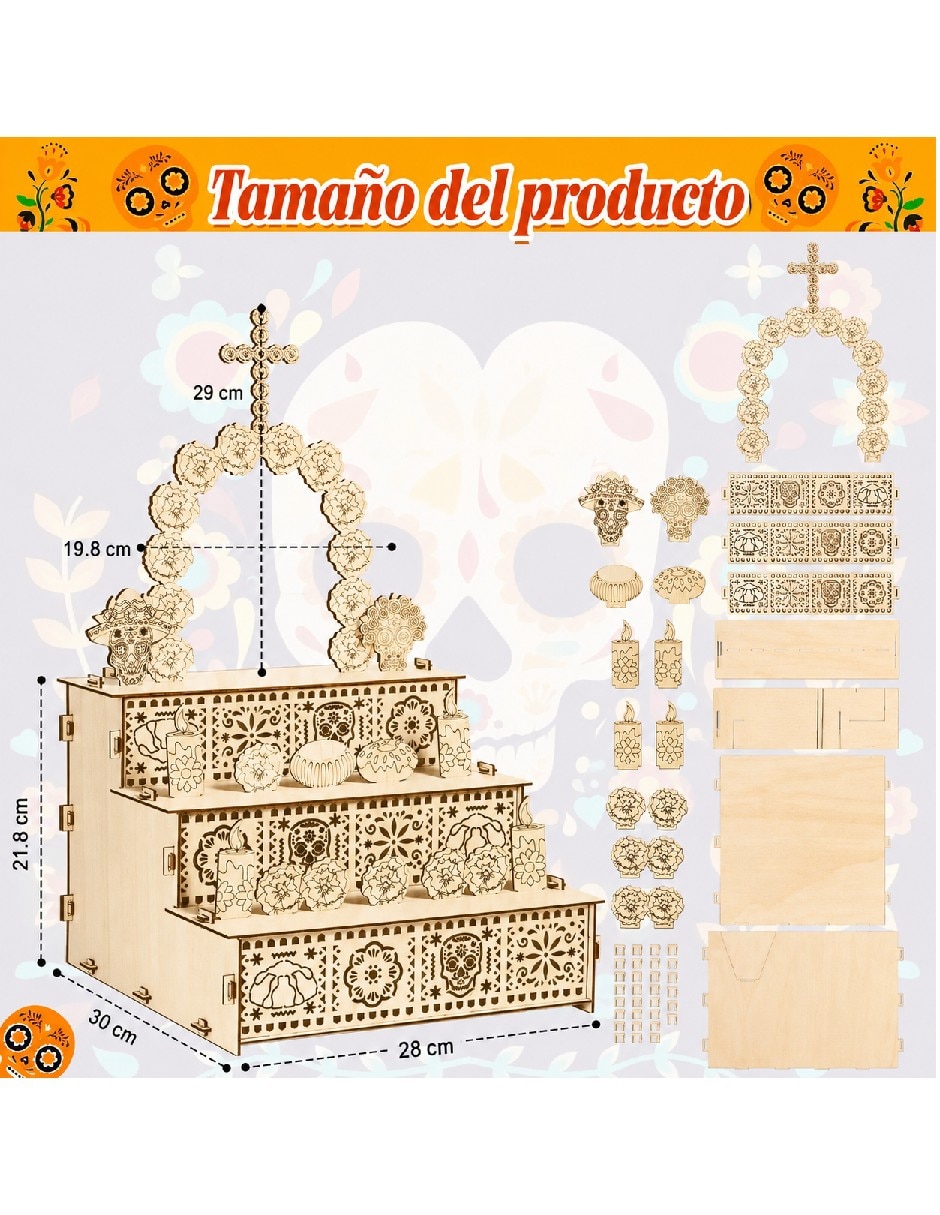 Figura decorativa de diferentes diseños día de muertos de mdf