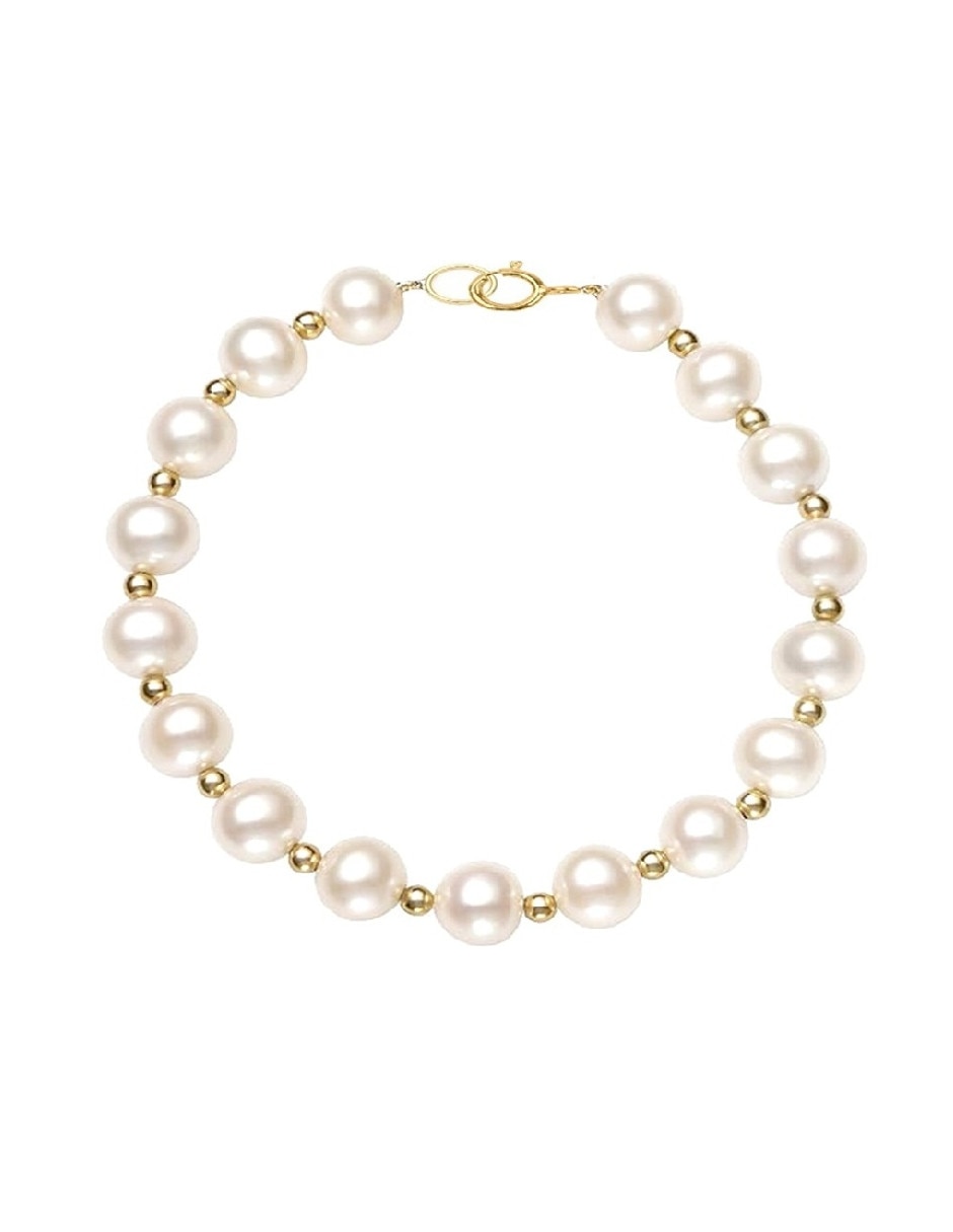 Pulsera de oro amarillo con perla cultivada 14 k clásica