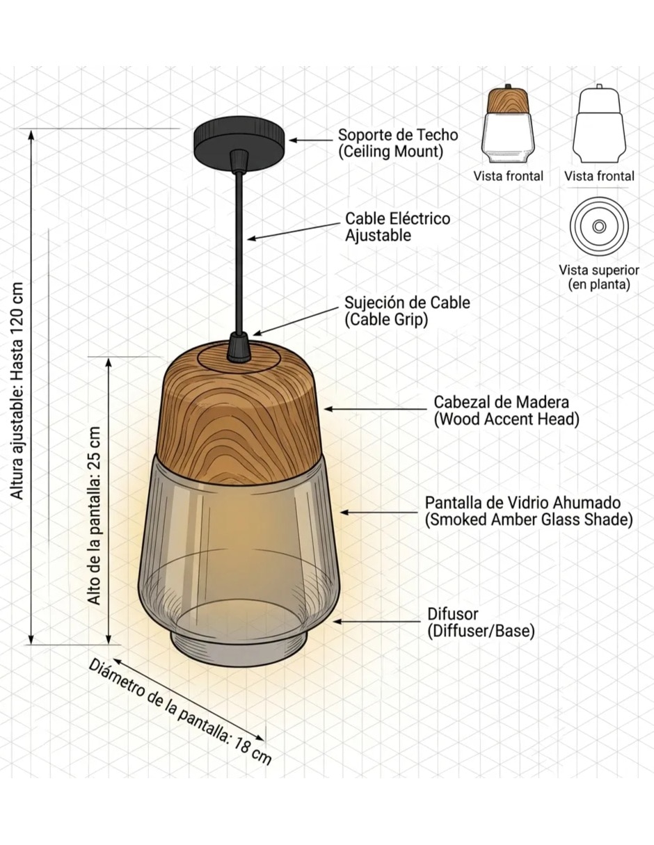 Lámpara colgante Incandescente y LED Esferac 8