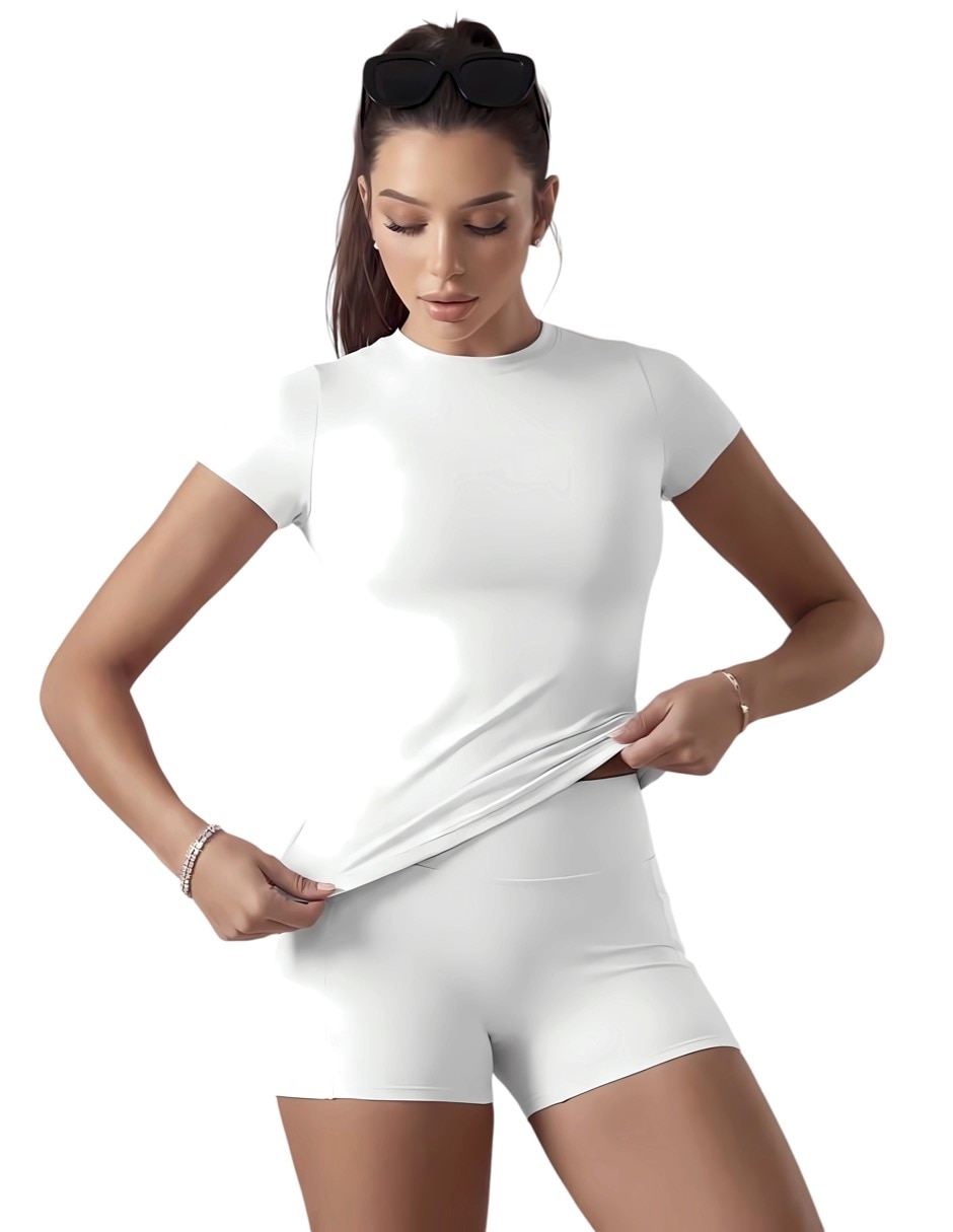 Conjunto deportivo ajustado con elástico para mujer
