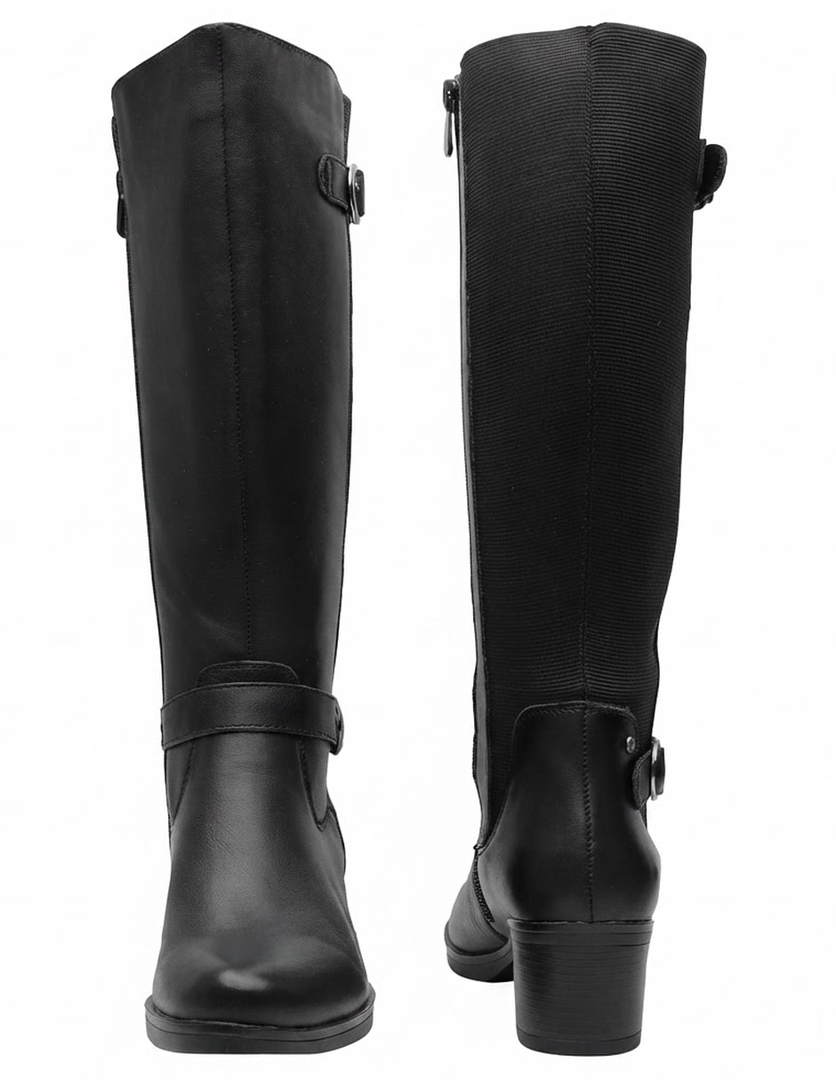 Bota abajo de la rodilla de piel para mujer 2