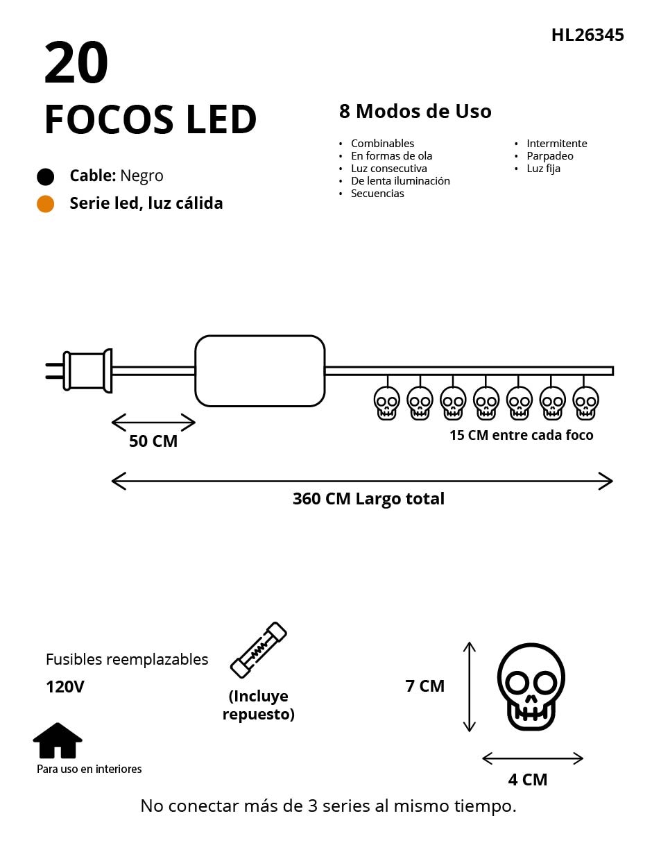 Serie led LED Familiar Decoración HL-26345 con 20 focos 5