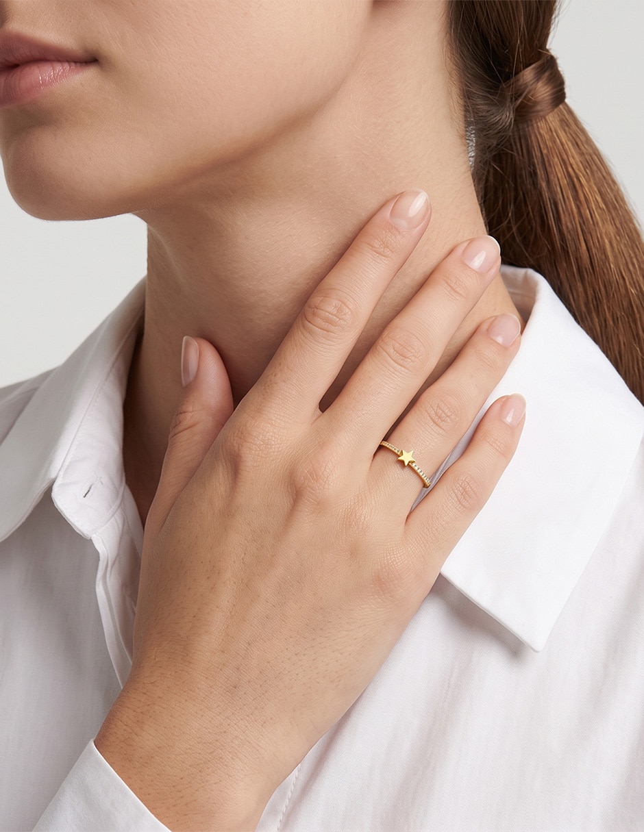 Anillo 14 k de oro zirconia brillante 4