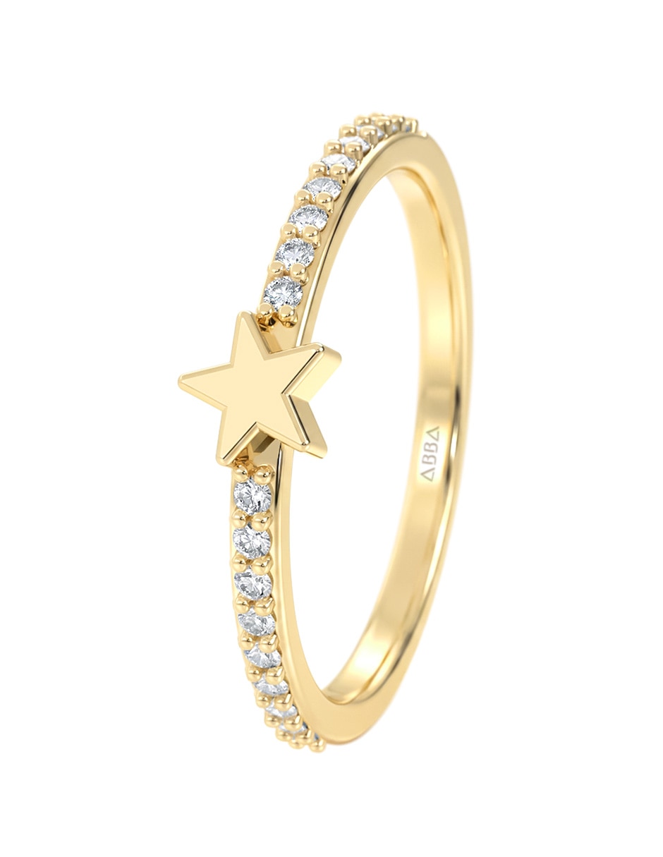 Anillo 14 k de oro zirconia brillante 3