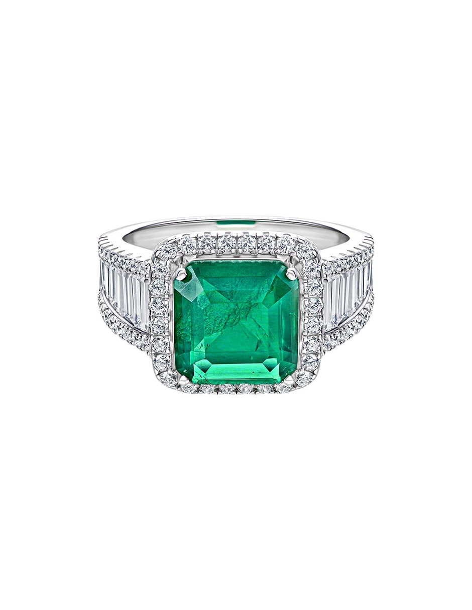 Anillo P 925 de plata esmeralda brillante Anillo P 925 de plata esmeralda brillante
