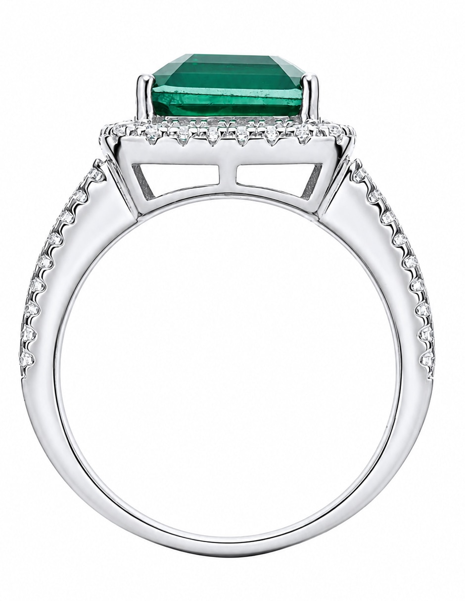 Anillo P 925 de plata esmeralda brillante 2