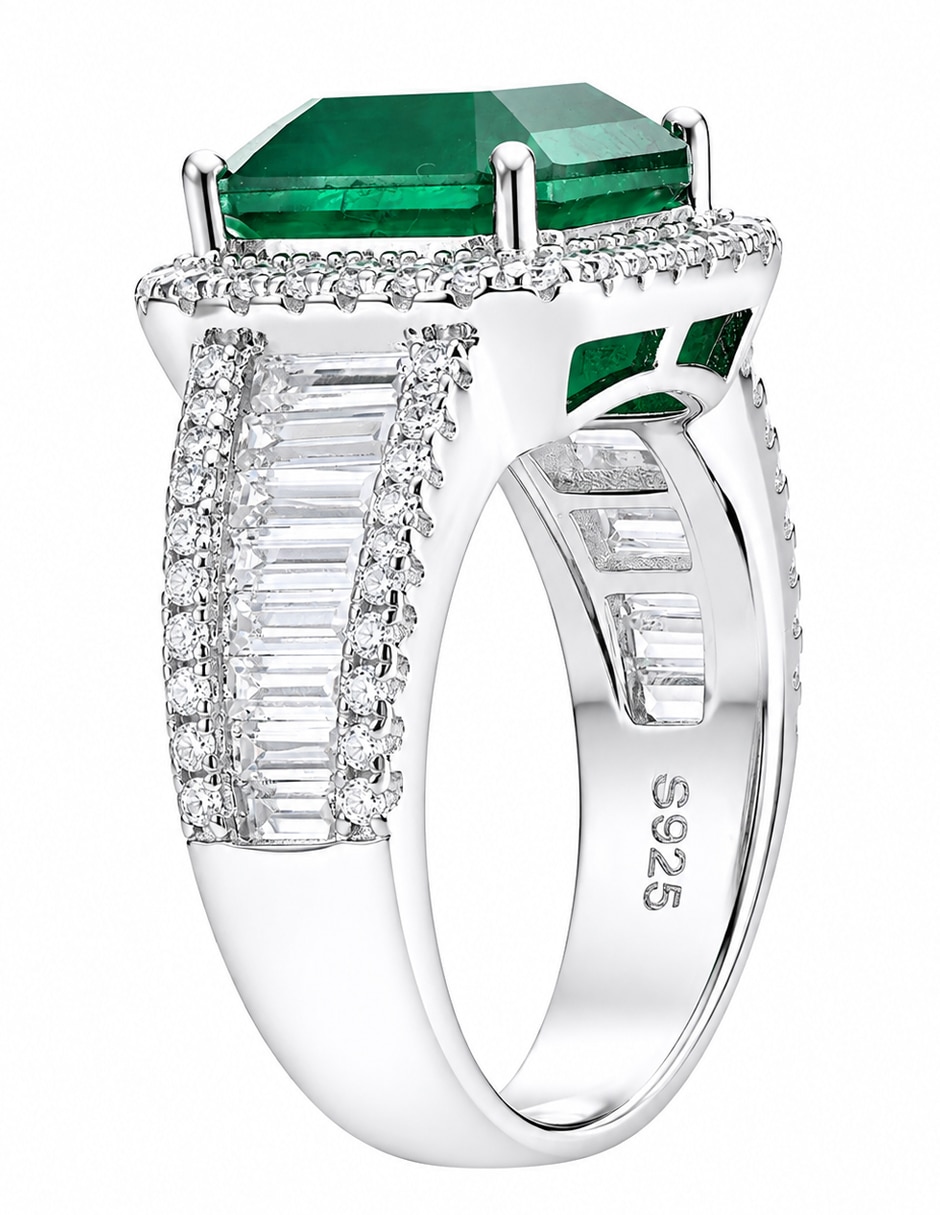 Anillo P 925 de plata esmeralda brillante 3