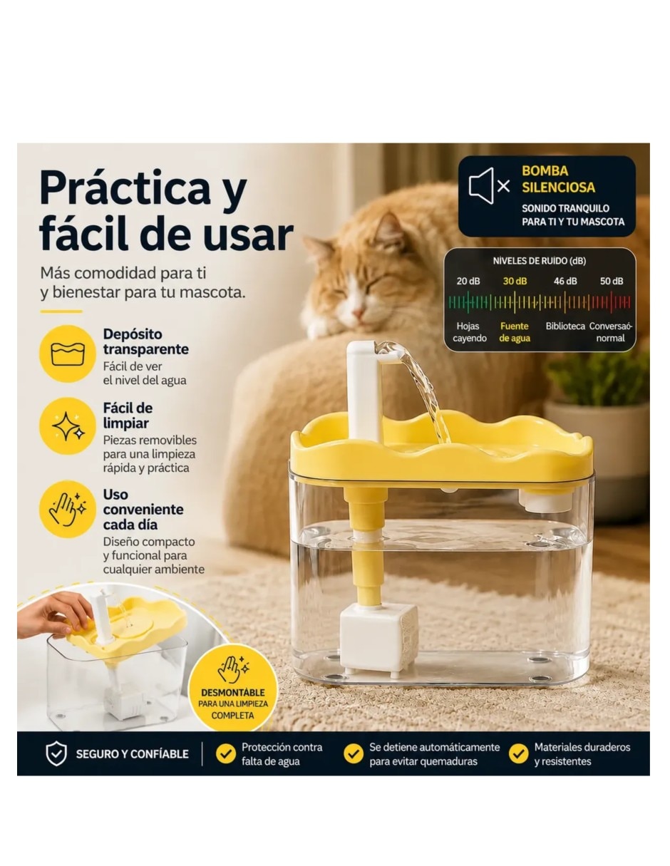 Bebedero transparente para perro y gato 4