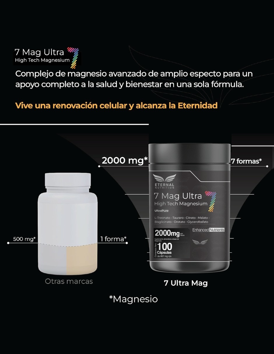 Seven Mag Ultra: Magnesio Complex 7 en 1 100 Cápsulas - Cognición y Descanso 4