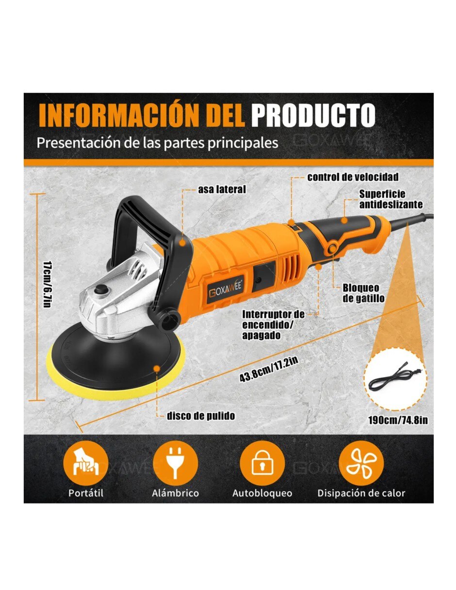 Pulidora rotativa para autos 1150 w 5