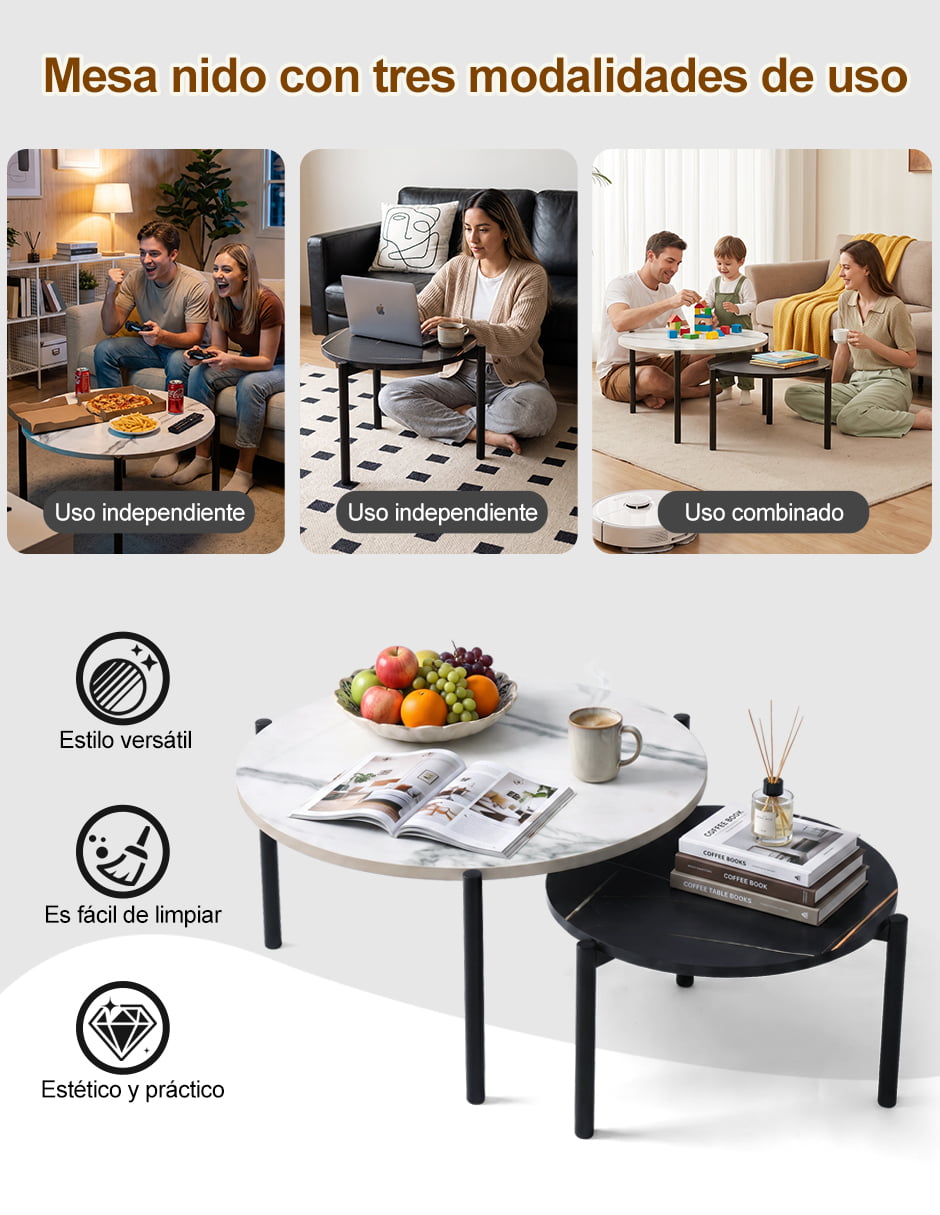 Set mesa nido armable de melamina 5