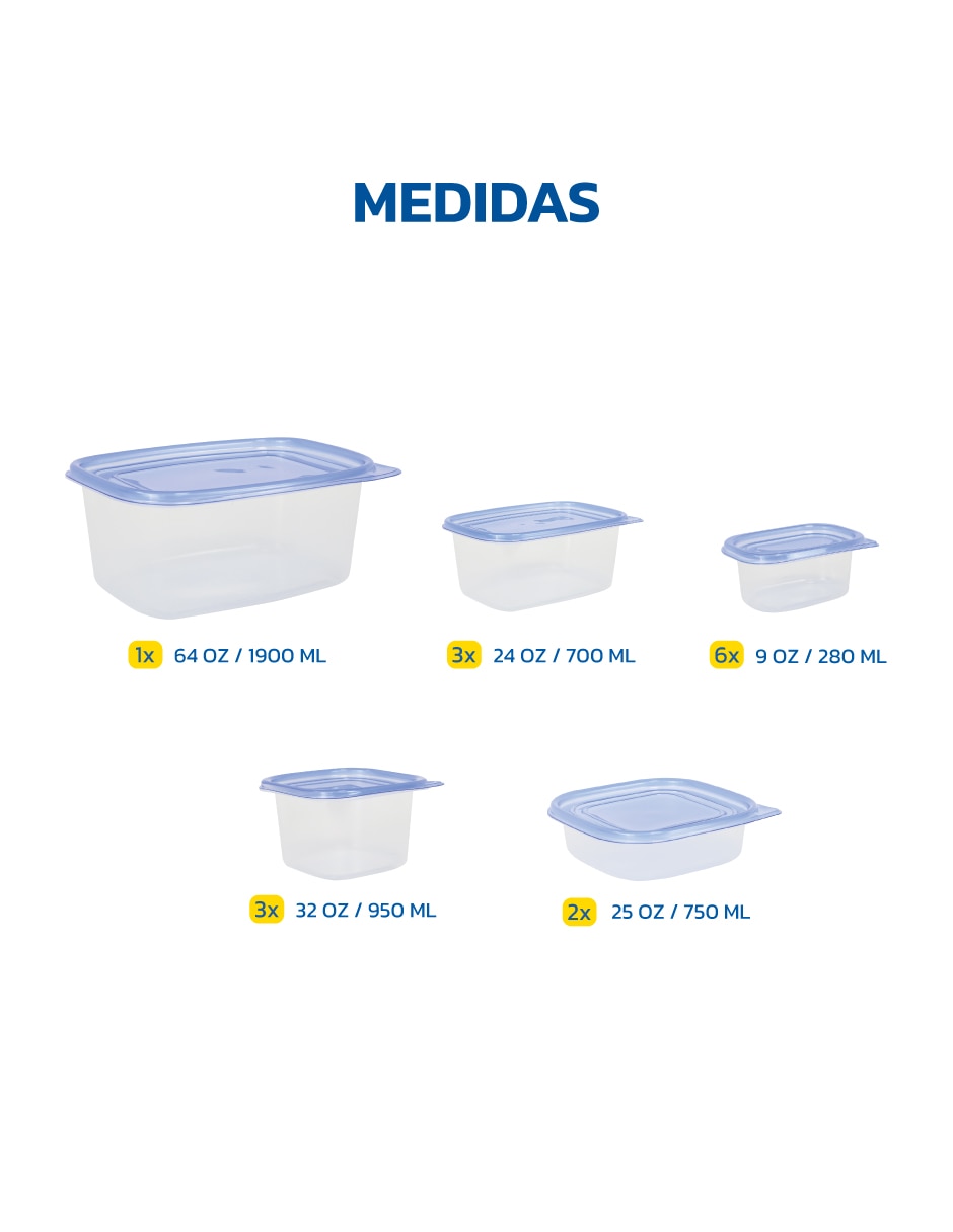 Kit de contenedores tuppers de plástico 15 piezas 6