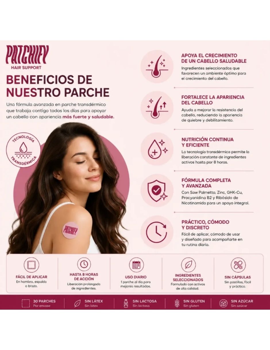 Patchify Hair Support suplemento alimenticio parches 4