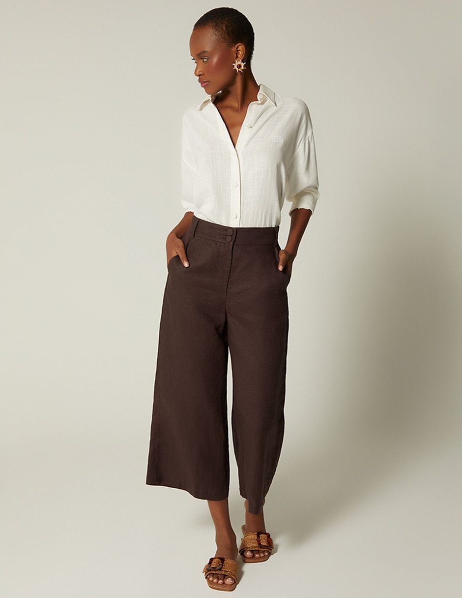Pantalón capri amplio para mujer 4