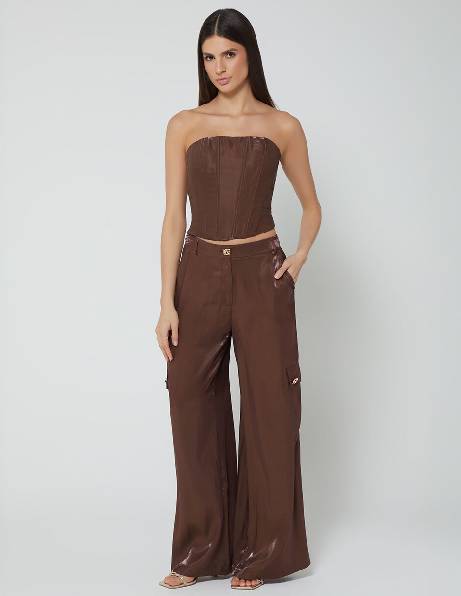Pantalón cargo hong palazzo para mujer 5