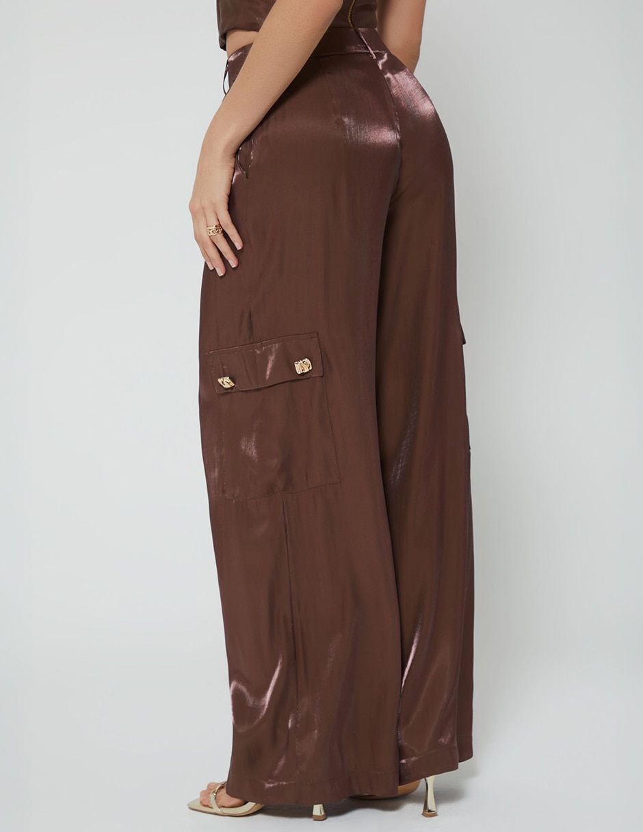 Pantalón cargo hong palazzo para mujer 4