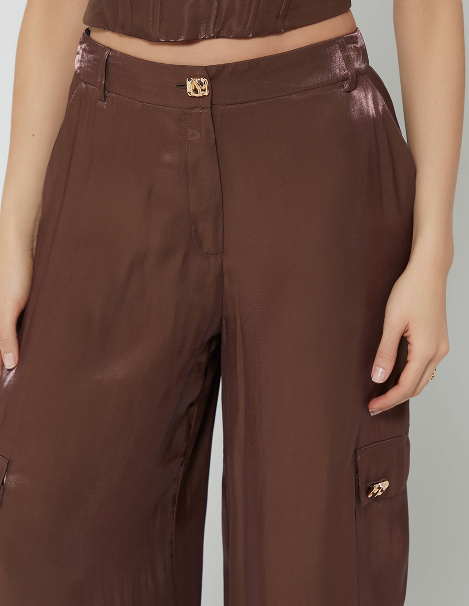 Pantalón cargo hong palazzo para mujer 3