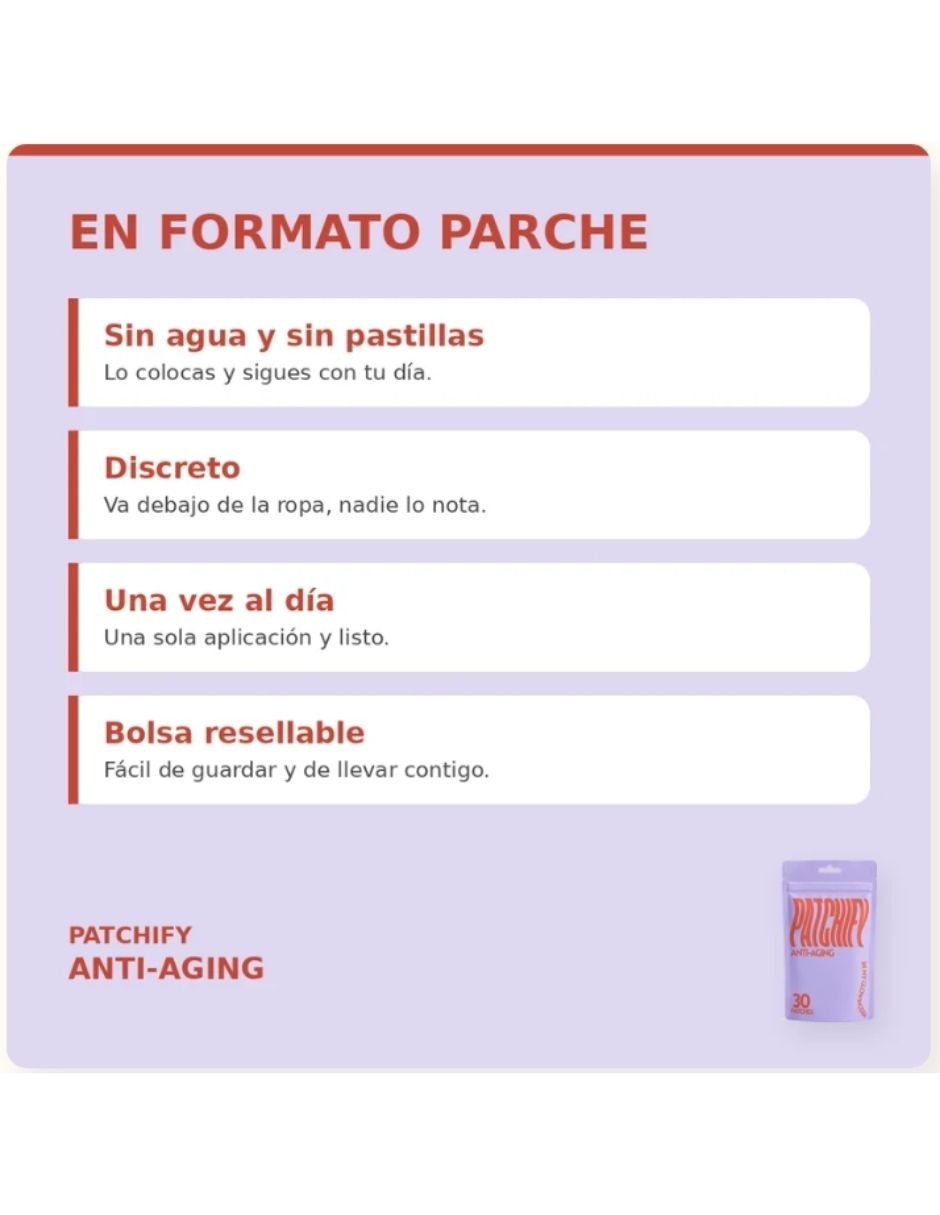 Patchify Anti-Aging suplemento alimenticio parches 3