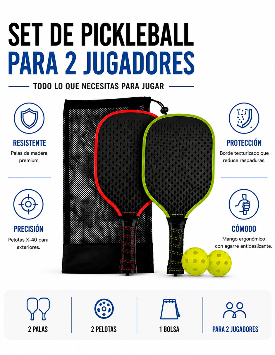 Kit de palas para pickleball juego de pickleball 2