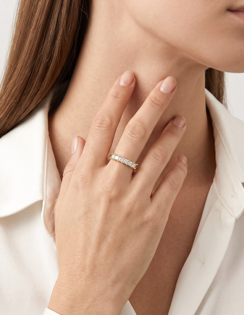 Anillo 10 k de oro zirconia pulido 5
