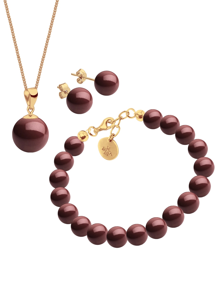 Aretes collar y pulsera Éclair de 18 k perla de cristal 1