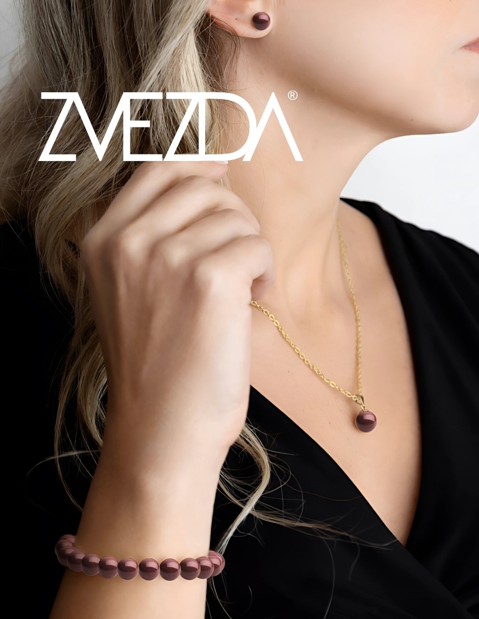 Aretes collar y pulsera Éclair de 18 k perla de cristal 6