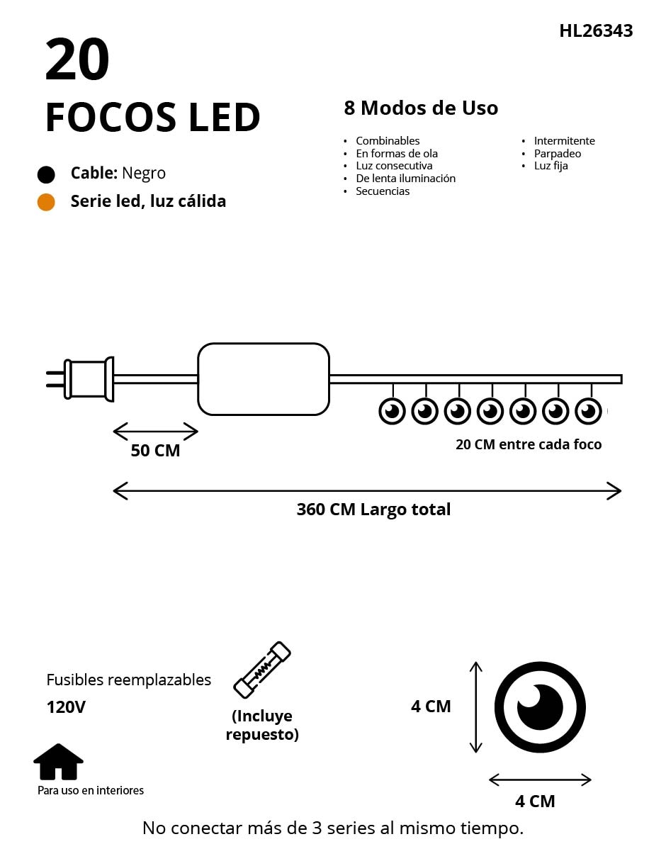 Serie led led familia decoración hl-26343 con 20 focos 5
