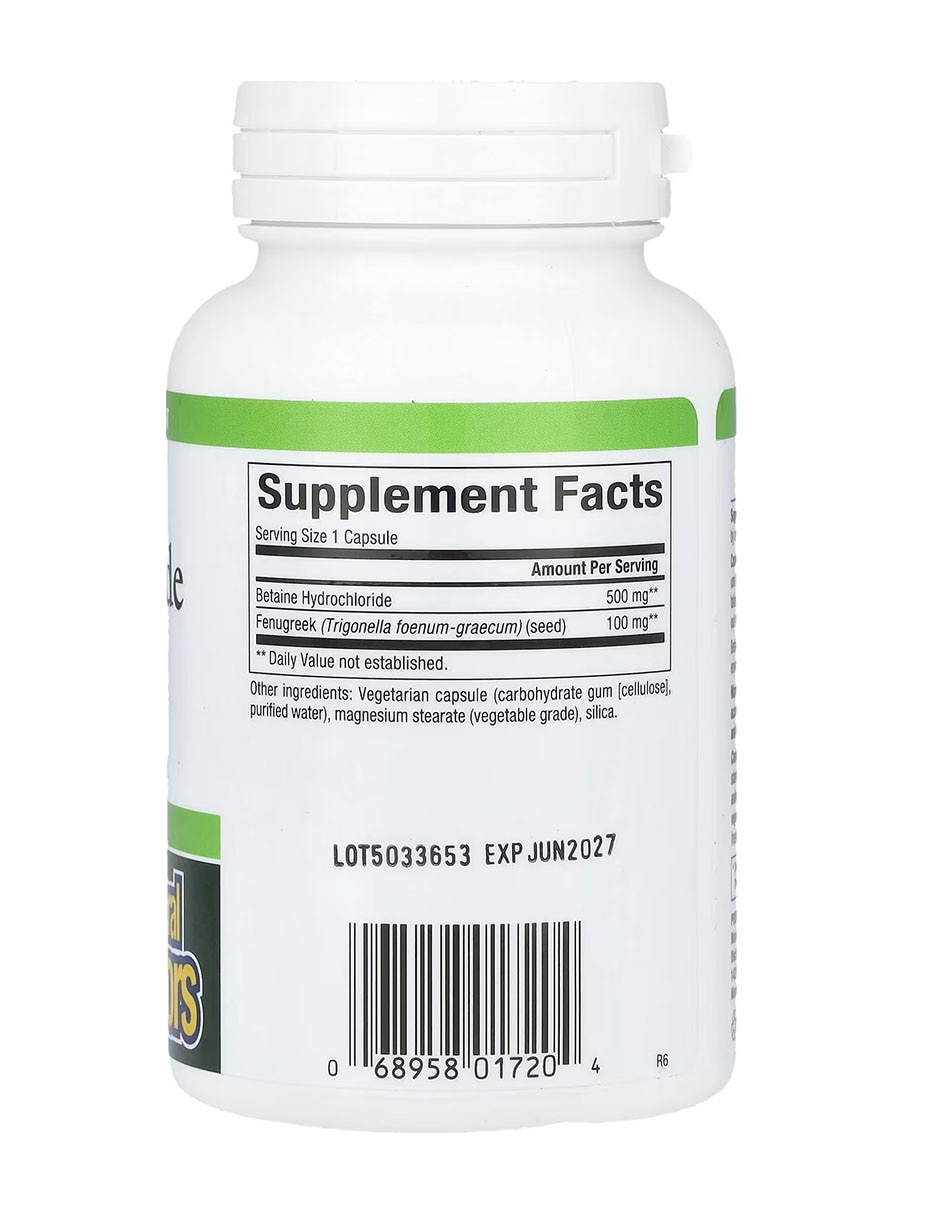 Clorhidrato de betaína con fenogreco 500 mg 90 cápsulas