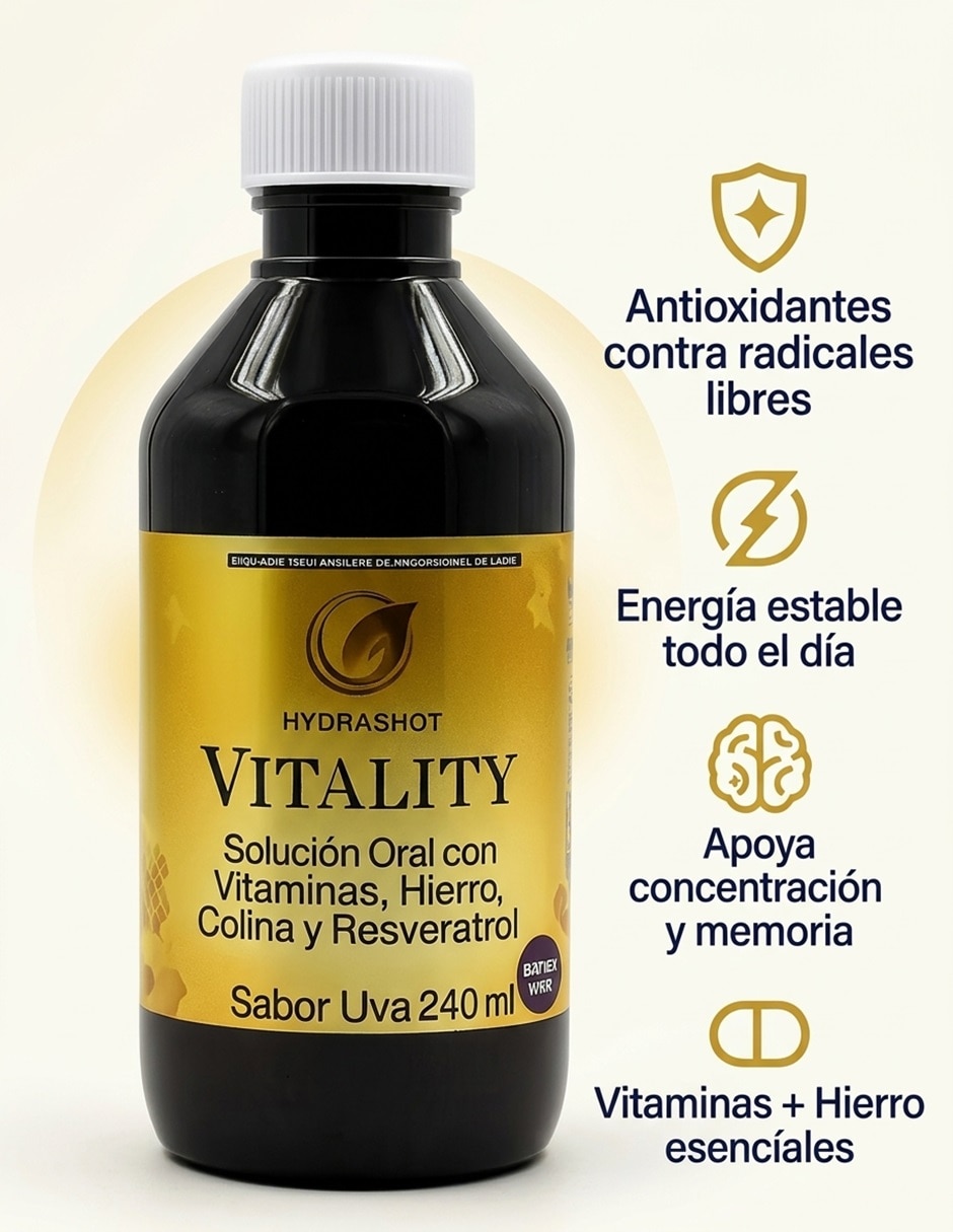 Solución Oral Resveratrol Hydrashot Vitality 240 ml uva 3