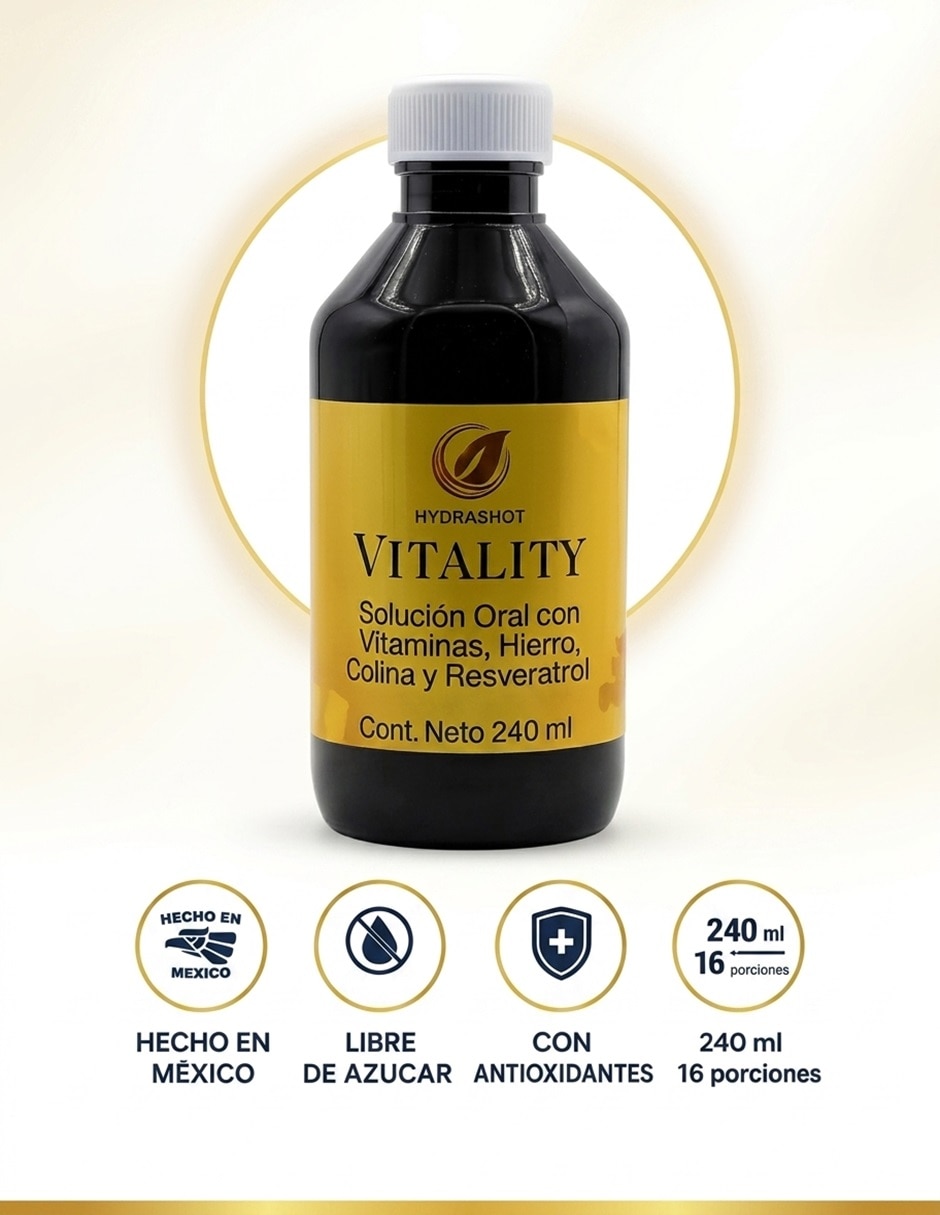 Solución Oral Resveratrol Hydrashot Vitality 240 ml uva 2
