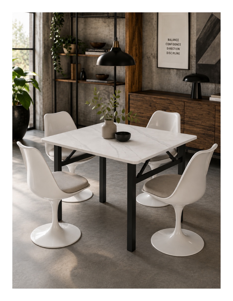 Mesa de comedor armable de piedra sinterizada 3