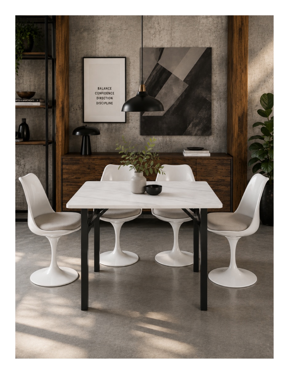 Mesa de comedor armable de piedra sinterizada 6