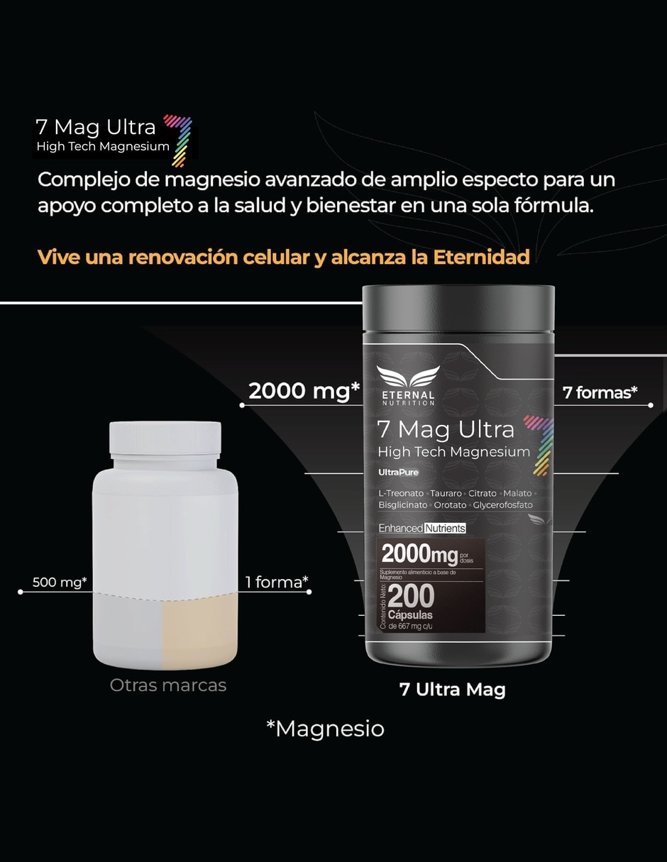 Seven Mag Ultra: Magnesio Complex 7 en 1, 200 Cápsulas - Cognición y Descanso 3