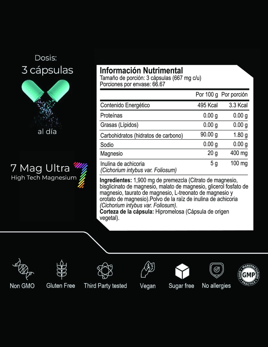 Seven Mag Ultra: Magnesio Complex 7 en 1, 200 Cápsulas - Cognición y Descanso 6