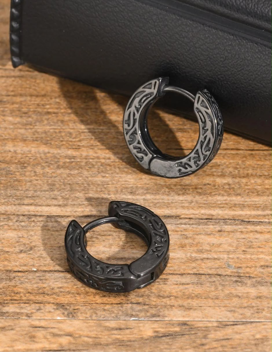 Arracadas de acero inoxidable con acabado texturizado