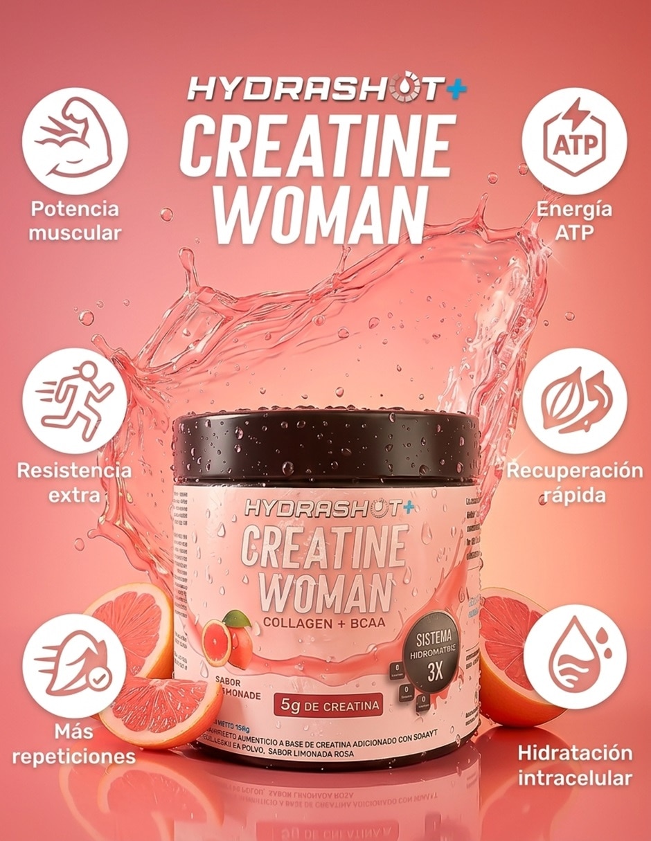 Creatina 5g + Bcaa+colgeno Hydrashot sabor limonada rosa de 300g