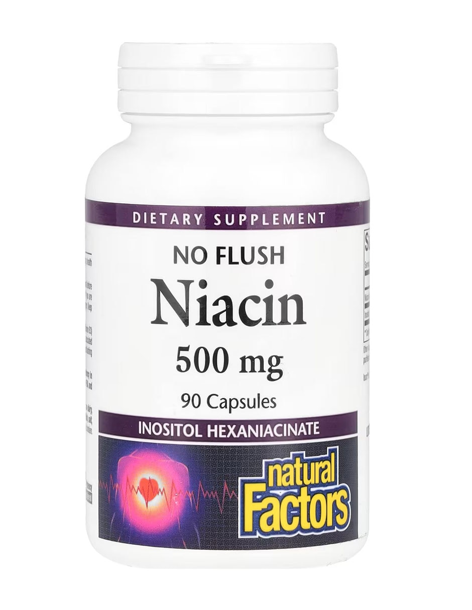 Niacina sin enrojecimiento 500 mg 90 cápsulas