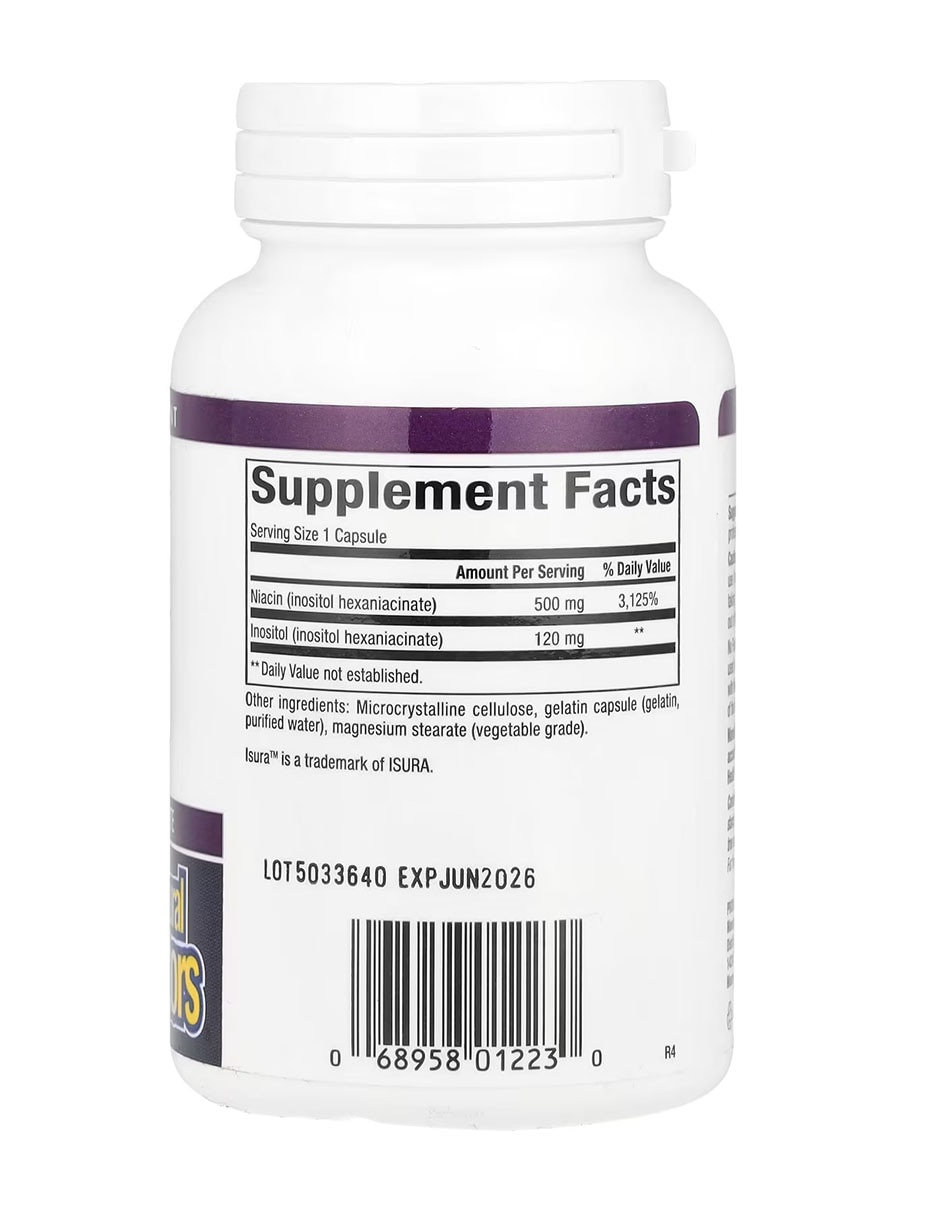 Niacina sin enrojecimiento 500 mg 90 cápsulas