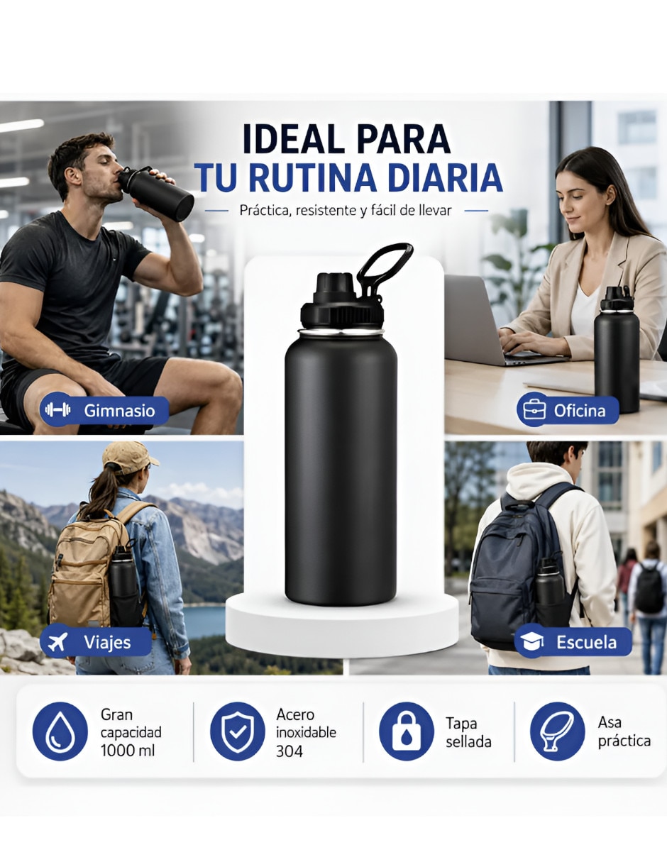 Termo de acero inoxidable con tapa rosca 3