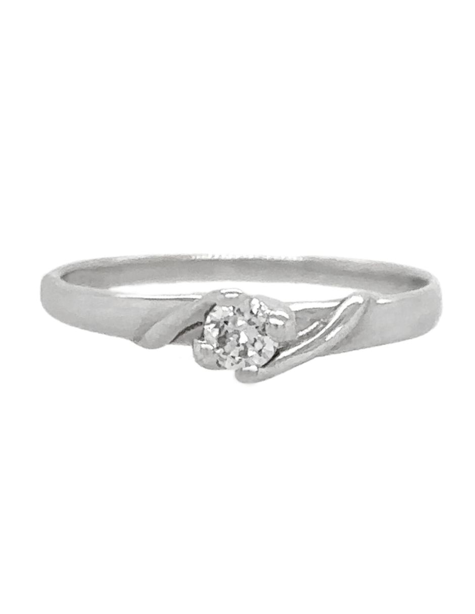 Anillo 14 k de oro blanco diamante brillante Anillo 14 k de oro blanco diamante brillante