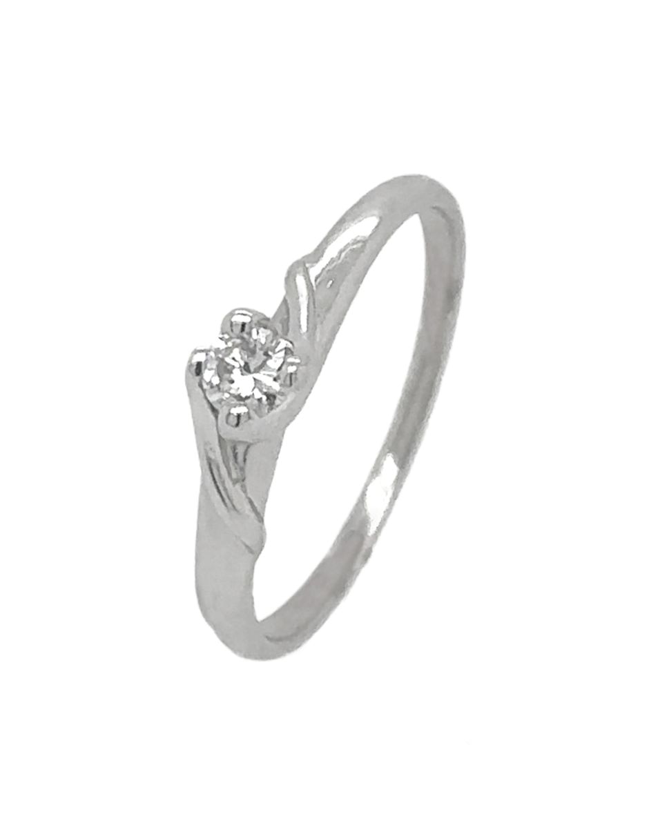 Anillo 14 k de oro blanco diamante brillante 4