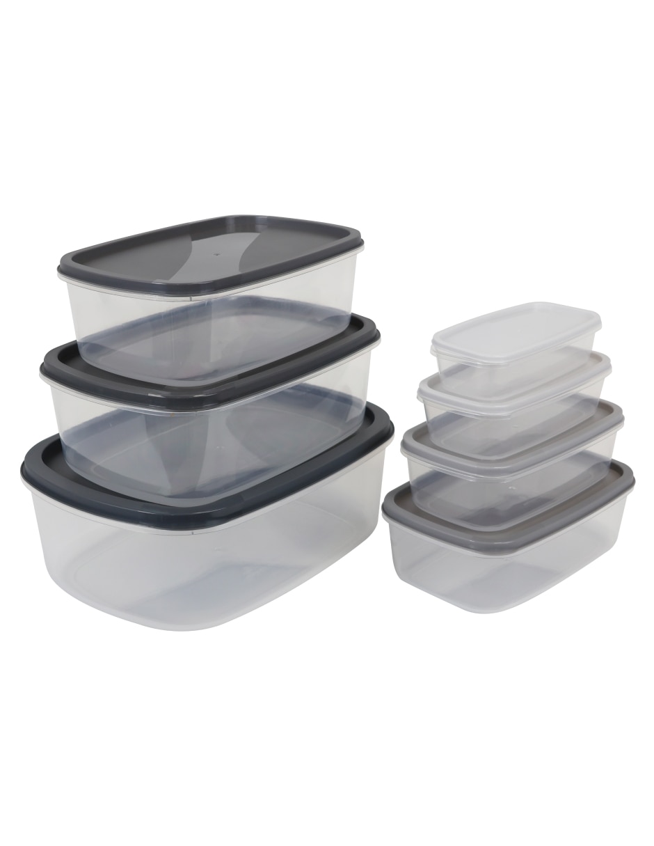 Kit de contenedores tupper de plástico 7 piezas Kit de contenedores tupper de plástico 7 piezas