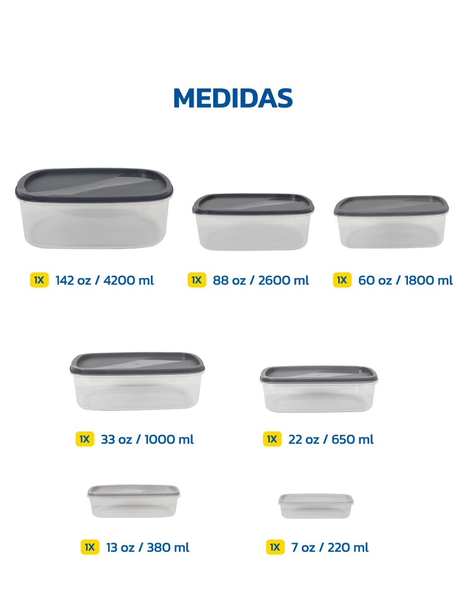 Kit de contenedores tupper de plástico 7 piezas 6