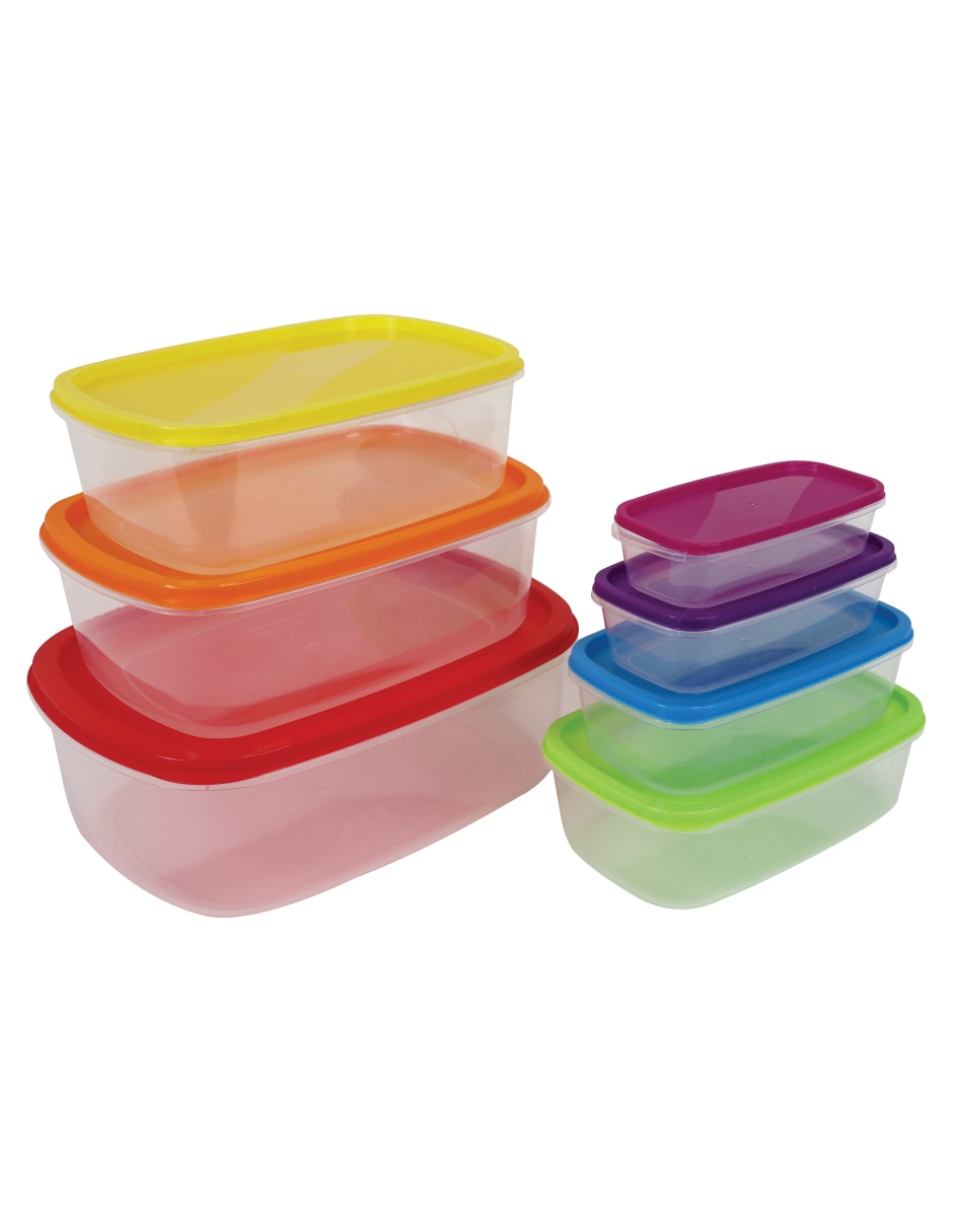 Kit de contenedores tuppers de plástico 7 piezas Kit de contenedores tuppers de plástico 7 piezas